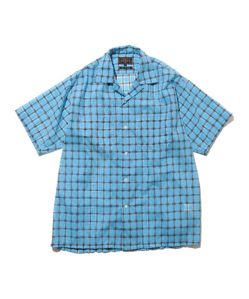 BEAMS PLUS(ビームスプラス)の「Open Collar Nylon Airy Plaid(シャツ/ブラウス・メンズ・ミント/サックスブルー/ピンク/オレンジ・SMALL/MEDIUM/LARGE/X-LARGE)」の3枚目の写真