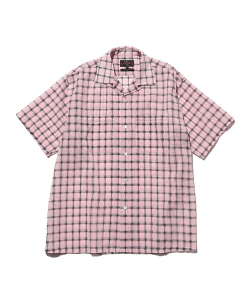 BEAMS PLUS(ビームスプラス)の「Open Collar Nylon Airy Plaid(シャツ/ブラウス・メンズ・ミント/サックスブルー/ピンク/オレンジ・SMALL/MEDIUM/LARGE/X-LARGE)」の5枚目の写真