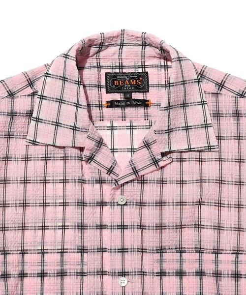 BEAMS PLUS(ビームスプラス)の「Open Collar Nylon Airy Plaid(シャツ/ブラウス・メンズ・ミント/サックスブルー/ピンク/オレンジ・SMALL/MEDIUM/LARGE/X-LARGE)」の6枚目の写真