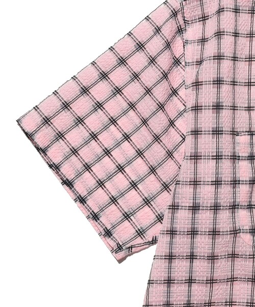 BEAMS PLUS(ビームスプラス)の「Open Collar Nylon Airy Plaid(シャツ/ブラウス・メンズ・ミント/サックスブルー/ピンク/オレンジ・SMALL/MEDIUM/LARGE/X-LARGE)」の8枚目の写真