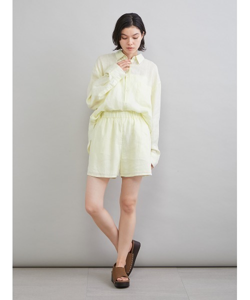 Mila Owen(ミラオーウェン)の「フレンチリネンショートパンツ(その他パンツ・レディース・イエロー/オレンジ/グリーン/ブラウン/ライトベージュ・F)」の16枚目の写真