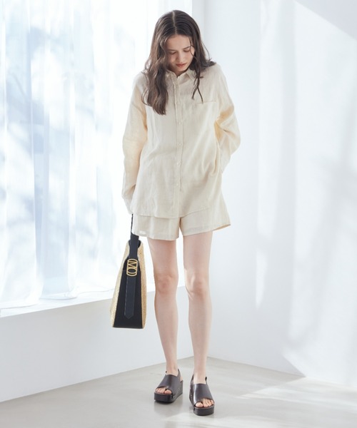 Mila Owen(ミラオーウェン)の「フレンチリネンショートパンツ(その他パンツ・レディース・イエロー/オレンジ/グリーン/ブラウン/ライトベージュ・F)」の13枚目の写真