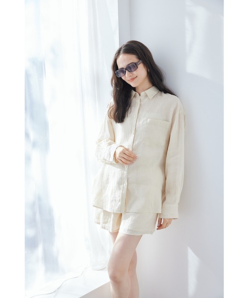 Mila Owen(ミラオーウェン)の「フレンチリネンショートパンツ(その他パンツ・レディース・イエロー/オレンジ/グリーン/ブラウン/ライトベージュ・F)」の14枚目の写真