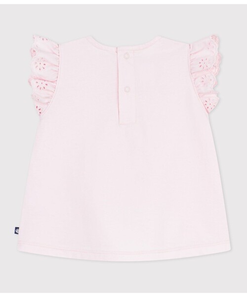 PETIT BATEAU（プチバトー）の「フリル袖Ｔシャツ（Tシャツ/カットソー・キッズ・オフホワイト/ライトピンク・18MONTH/36MONTH/24MONTH/12MONTH）」の13枚目の写真