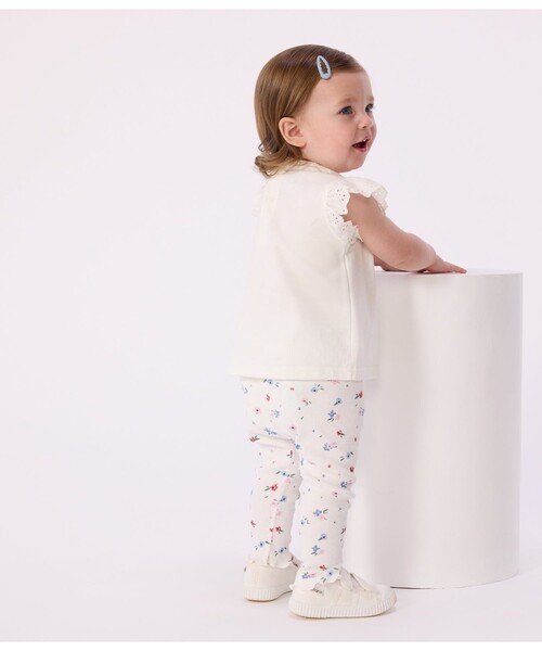 PETIT BATEAU（プチバトー）の「フリル袖Ｔシャツ（Tシャツ/カットソー・キッズ・オフホワイト/ライトピンク・18MONTH/36MONTH/24MONTH/12MONTH）」の10枚目の写真