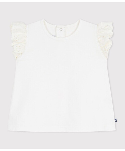 PETIT BATEAU（プチバトー）の「フリル袖Ｔシャツ（Tシャツ/カットソー・キッズ・オフホワイト/ライトピンク・18MONTH/36MONTH/24MONTH/12MONTH）」の9枚目の写真
