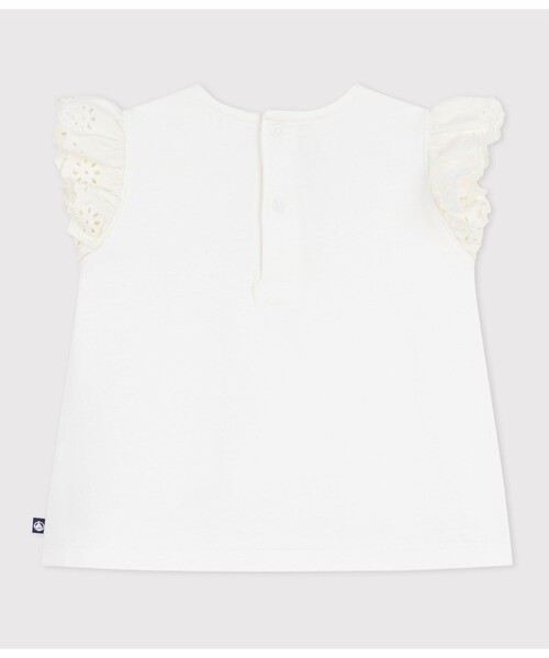 PETIT BATEAU（プチバトー）の「フリル袖Ｔシャツ（Tシャツ/カットソー・キッズ・オフホワイト/ライトピンク・18MONTH/36MONTH/24MONTH/12MONTH）」の8枚目の写真