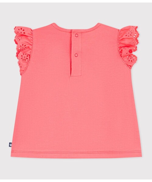 PETIT BATEAU（プチバトー）の「フリル袖Ｔシャツ（Tシャツ/カットソー・キッズ・オフホワイト/ライトピンク・18MONTH/36MONTH/24MONTH/12MONTH）」の6枚目の写真