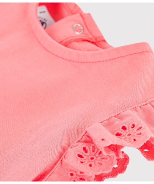 PETIT BATEAU（プチバトー）の「フリル袖Ｔシャツ（Tシャツ/カットソー・キッズ・オフホワイト/ライトピンク・18MONTH/36MONTH/24MONTH/12MONTH）」の5枚目の写真