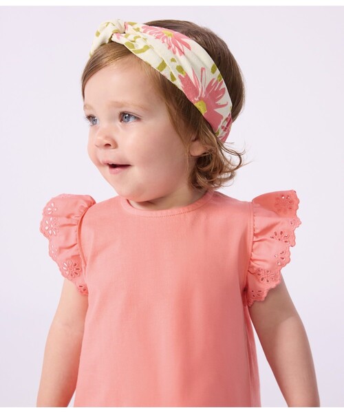 PETIT BATEAU（プチバトー）の「フリル袖Ｔシャツ（Tシャツ/カットソー・キッズ・オフホワイト/ライトピンク・18MONTH/36MONTH/24MONTH/12MONTH）」の4枚目の写真