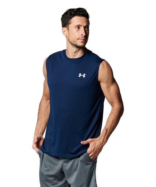 UNDER ARMOUR（アンダーアーマー）の「アンダーアーマー  UAテック スリーブレス シャツ（タンクトップ・メンズ・ネイビー/ホワイト・L/M/LL/3L/S）」の2枚目の写真