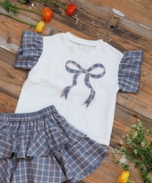 axes femme | チェックリボンフリルＴシャツ(Tシャツ/カットソー)