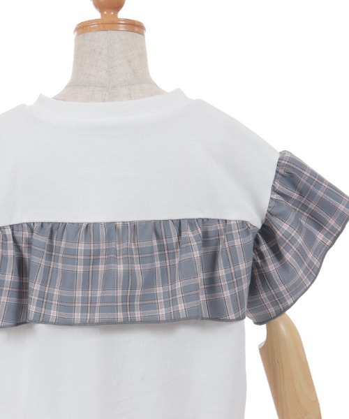 axes femme（アクシーズファム）の「チェックリボンフリルＴシャツ（Tシャツ/カットソー・キッズ・ミント/グレー・X-LARGE/LARGE/MEDIUM）」の4枚目の写真