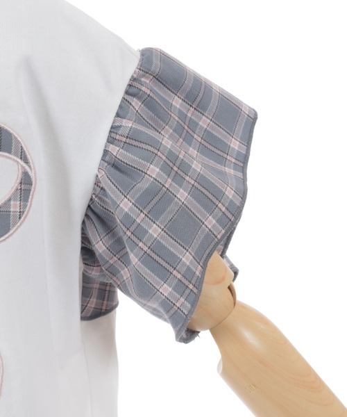 axes femme（アクシーズファム）の「チェックリボンフリルＴシャツ（Tシャツ/カットソー・キッズ・ミント/グレー・X-LARGE/LARGE/MEDIUM）」の5枚目の写真