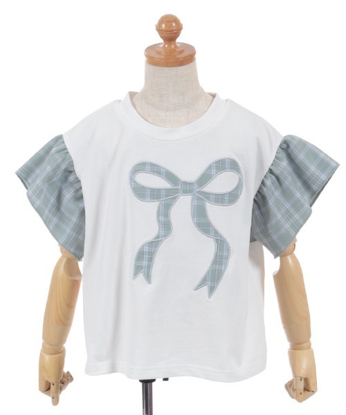 axes femme（アクシーズファム）の「チェックリボンフリルＴシャツ（Tシャツ/カットソー・キッズ・ミント/グレー・X-LARGE/LARGE/MEDIUM）」の6枚目の写真