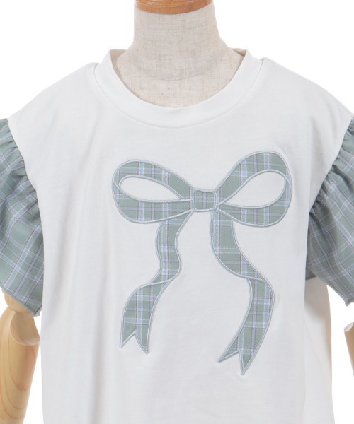 axes femme（アクシーズファム）の「チェックリボンフリルＴシャツ（Tシャツ/カットソー・キッズ・ミント/グレー・X-LARGE/LARGE/MEDIUM）」の9枚目の写真