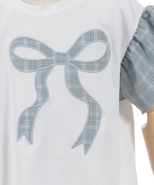 axes femme（アクシーズファム）の「チェックリボンフリルＴシャツ（Tシャツ/カットソー・キッズ・ミント/グレー・X-LARGE/LARGE/MEDIUM）」の11枚目の写真