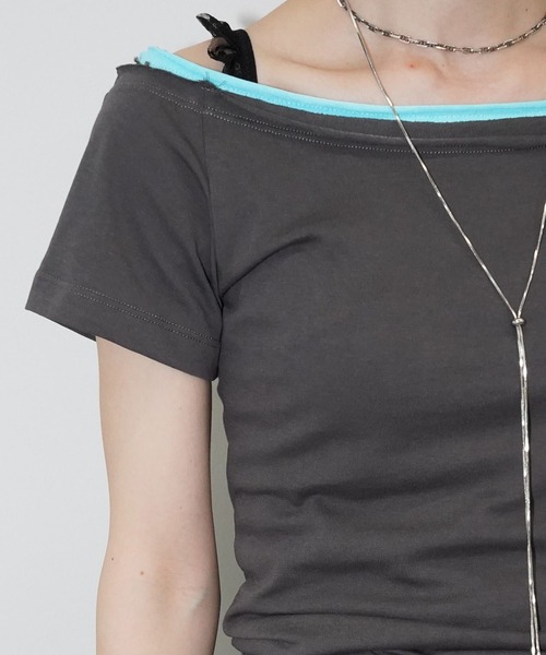chuclla（チュクラ）の「オフショルフリルヘムトップス chw26s152（Tシャツ/カットソー・レディース・ホワイト/グレー・FREE）」の7枚目の写真