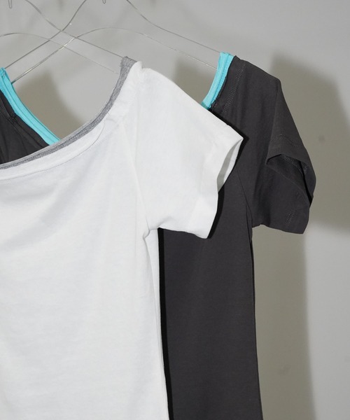 chuclla（チュクラ）の「オフショルフリルヘムトップス chw26s152（Tシャツ/カットソー・レディース・ホワイト/グレー・FREE）」の19枚目の写真
