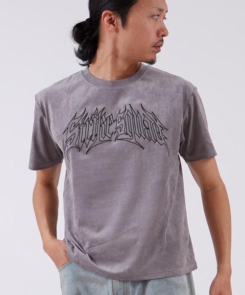 improves（インプローブス）の「フェイクスエード 半袖Tシャツ（Tシャツ/カットソー・メンズ・グレー系/グレー/ブラック系/チャコール/ピンク系/ライトグレー・LARGE/SMALL/MEDIUM）」の5枚目の写真
