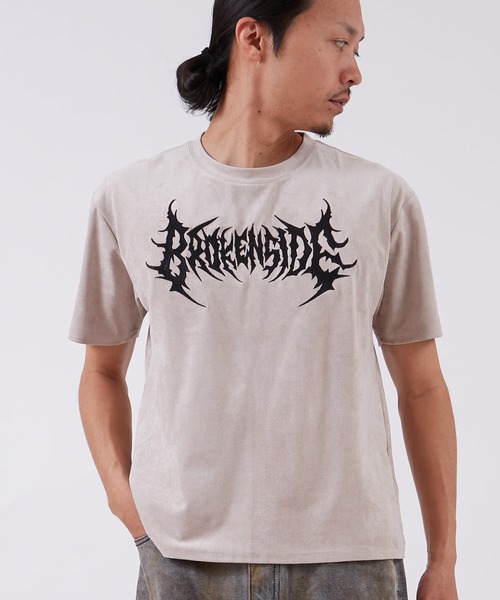 improves（インプローブス）の「フェイクスエード 半袖Tシャツ（Tシャツ/カットソー・メンズ・グレー系/グレー/ブラック系/チャコール/ピンク系/ライトグレー・LARGE/SMALL/MEDIUM）」の3枚目の写真