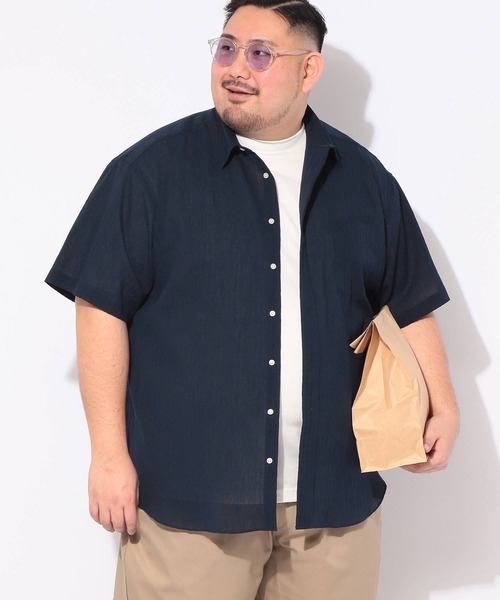 シャツ 半袖 COOLMAX 楊柳 無地 メンズ 大きいサイズ クールマックス