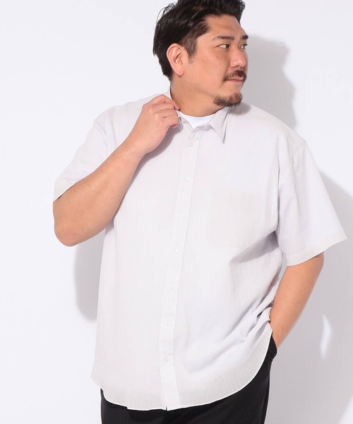 シャツ 半袖 COOLMAX 楊柳 無地 メンズ 大きいサイズ クールマックス