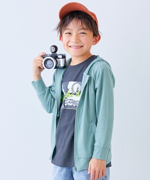 devirock(デビロック)の「UVカット ジップパーカー(パーカー・キッズ・ブラック/グリーン系1/パープル系/ブルー/ホワイト/グリーン系2/オートミール/ブルー系/イエロー系・80cm/90cm/100cm/110cm/120cm/130cm/140cm/150cm/160cm)」の5枚目の写真
