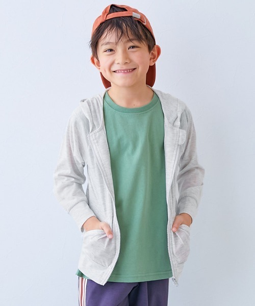 devirock(デビロック)の「UVカット ジップパーカー(パーカー・キッズ・ブラック/グリーン系1/パープル系/ブルー/ホワイト/グリーン系2/オートミール/ブルー系/イエロー系・80cm/90cm/100cm/110cm/120cm/130cm/140cm/150cm/160cm)」の4枚目の写真