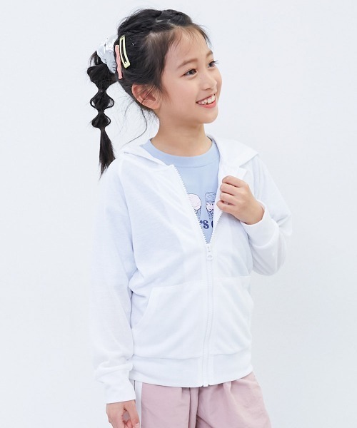 devirock(デビロック)の「UVカット ジップパーカー(パーカー・キッズ・ブラック/グリーン系1/パープル系/ブルー/ホワイト/グリーン系2/オートミール/ブルー系/イエロー系・80cm/90cm/100cm/110cm/120cm/130cm/140cm/150cm/160cm)」の2枚目の写真