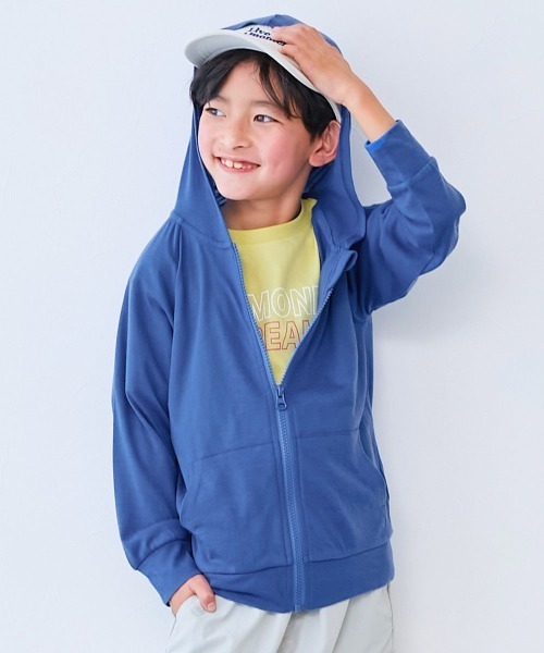 devirock(デビロック)の「UVカット ジップパーカー(パーカー・キッズ・ブラック/グリーン系1/パープル系/ブルー/ホワイト/グリーン系2/オートミール/ブルー系/イエロー系・80cm/90cm/100cm/110cm/120cm/130cm/140cm/150cm/160cm)」の7枚目の写真