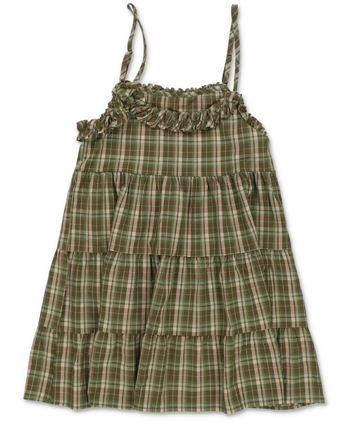 SPINNS(スピンズ)の「ティアードキャミワンピース/チェック(ワンピース・レディース・ブラック/グリーン/ボルドー・ONESIZE)」の5枚目の写真