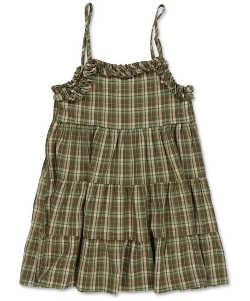 SPINNS(スピンズ)の「ティアードキャミワンピース/チェック(ワンピース・レディース・ブラック/グリーン/ボルドー・ONESIZE)」の6枚目の写真