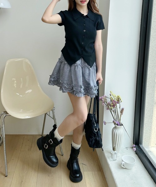 Ada.(エイダ)の「サイドシャーリング 半袖ニットポロ(ニット/セーター・レディース・ベージュ/イエロー/ブラック・FREE)」の10枚目の写真