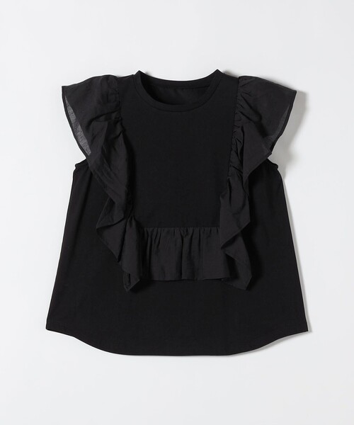 SHIPS any(シップス エニィ)の「SHIPS any:〈洗濯機可能〉フリル コンビ ノースリーブ TEE(Tシャツ/カットソー・レディース・ブラック/ホワイト・ONE SIZE)」の18枚目の写真