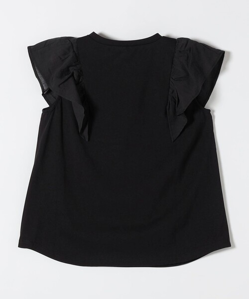 SHIPS any(シップス エニィ)の「SHIPS any:〈洗濯機可能〉フリル コンビ ノースリーブ TEE(Tシャツ/カットソー・レディース・ブラック/ホワイト・ONE SIZE)」の22枚目の写真