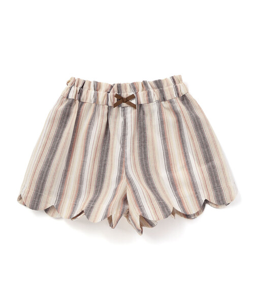 BeBe（ベベ）の「【お揃い】リネン調マルチストライプスカラップキュロットパンツ(80~100cm)（その他パンツ・キッズ・ブルー系その他2/オレンジ系その他・80ｃｍ/90cm）」の9枚目の写真