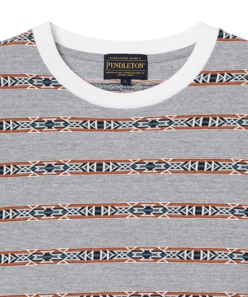 PENDLETON（ペンドルトン）の「PENDLETON/ペンドルトン ショートスリーブ ジャガード ボーダーTシャツ（Tシャツ/カットソー・メンズ・オフホワイト・MEDIUM）」の4枚目の写真