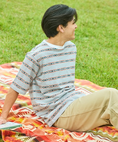 PENDLETON（ペンドルトン）の「PENDLETON/ペンドルトン ショートスリーブ ジャガード ボーダーTシャツ（Tシャツ/カットソー・メンズ・オフホワイト・MEDIUM）」の11枚目の写真