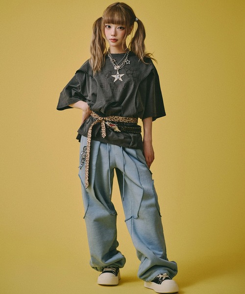 GALFY(ガルフィー)の「【GALFY/ガルフィー】穴の向こうにわんちゃん TEE(Tシャツ/カットソー・メンズ・スミクロ/グレー/ライトブルー・M/L/XL)」の16枚目の写真