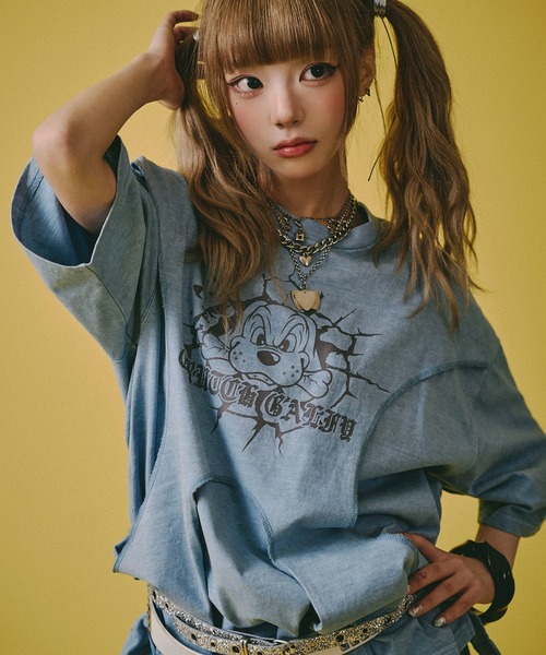 GALFY(ガルフィー)の「【GALFY/ガルフィー】穴の向こうにわんちゃん TEE(Tシャツ/カットソー・メンズ・スミクロ/グレー/ライトブルー・M/L/XL)」の21枚目の写真
