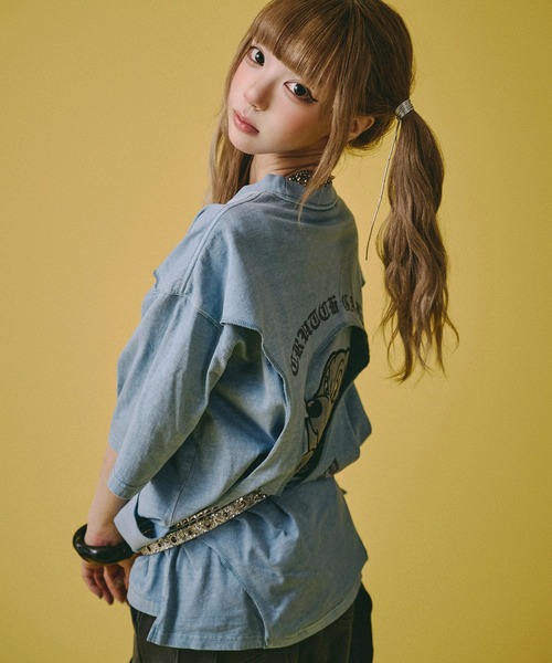 GALFY(ガルフィー)の「【GALFY/ガルフィー】穴の向こうにわんちゃん TEE(Tシャツ/カットソー・メンズ・スミクロ/グレー/ライトブルー・M/L/XL)」の22枚目の写真