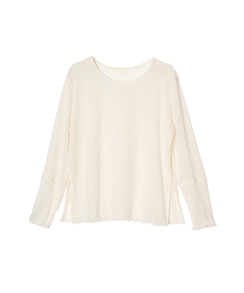 OFROOM(オフルーム)の「Side Slit Sheer Top|サイドスリットシアートップス(Tシャツ/カットソー・レディース・ブラック/アイボリー/イエロー/チャコールグレー・FREE)」の5枚目の写真