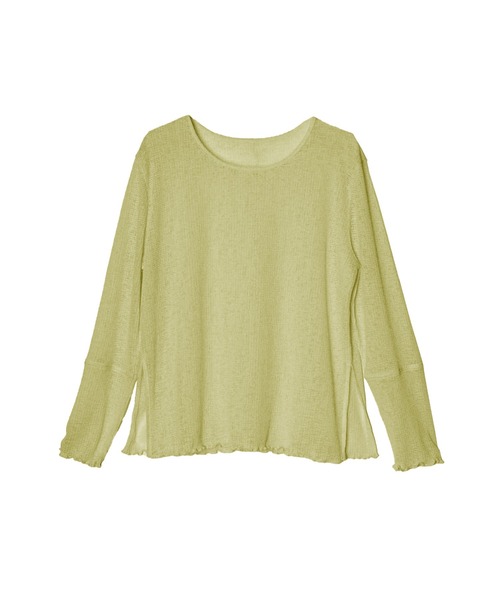 OFROOM(オフルーム)の「Side Slit Sheer Top|サイドスリットシアートップス(Tシャツ/カットソー・レディース・ブラック/アイボリー/イエロー/チャコールグレー・FREE)」の6枚目の写真
