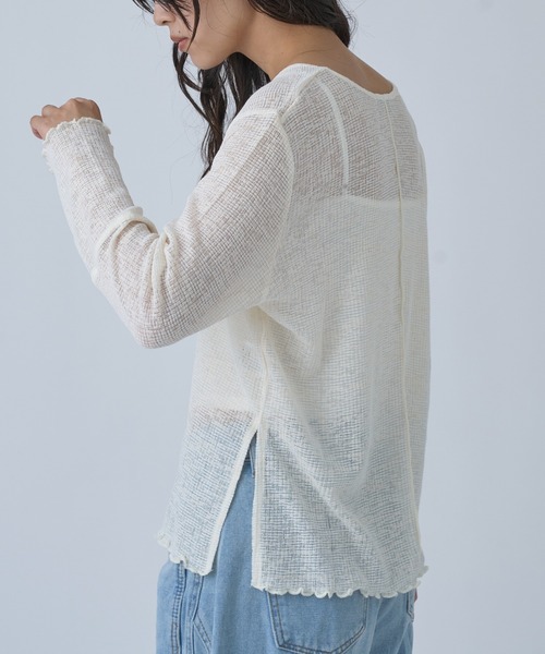 OFROOM(オフルーム)の「Side Slit Sheer Top|サイドスリットシアートップス(Tシャツ/カットソー・レディース・ブラック/アイボリー/イエロー/チャコールグレー・FREE)」の22枚目の写真