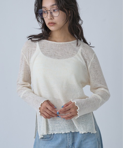 OFROOM(オフルーム)の「Side Slit Sheer Top|サイドスリットシアートップス(Tシャツ/カットソー・レディース・ブラック/アイボリー/イエロー/チャコールグレー・FREE)」の20枚目の写真