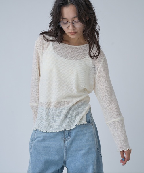 OFROOM(オフルーム)の「Side Slit Sheer Top|サイドスリットシアートップス(Tシャツ/カットソー・レディース・ブラック/アイボリー/イエロー/チャコールグレー・FREE)」の15枚目の写真