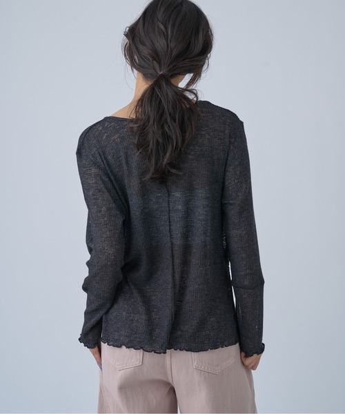 OFROOM(オフルーム)の「Side Slit Sheer Top|サイドスリットシアートップス(Tシャツ/カットソー・レディース・ブラック/アイボリー/イエロー/チャコールグレー・FREE)」の11枚目の写真