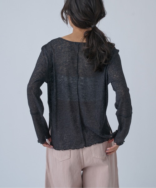 OFROOM(オフルーム)の「Side Slit Sheer Top|サイドスリットシアートップス(Tシャツ/カットソー・レディース・ブラック/アイボリー/イエロー/チャコールグレー・FREE)」の10枚目の写真