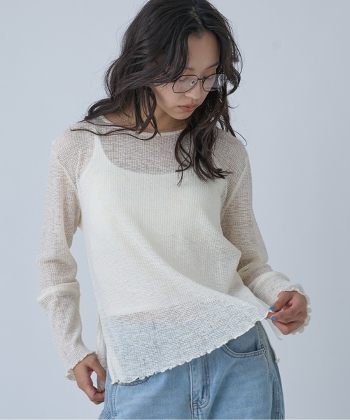 OFROOM(オフルーム)の「Side Slit Sheer Top|サイドスリットシアートップス(Tシャツ/カットソー・レディース・ブラック/アイボリー/イエロー/チャコールグレー・FREE)」の17枚目の写真
